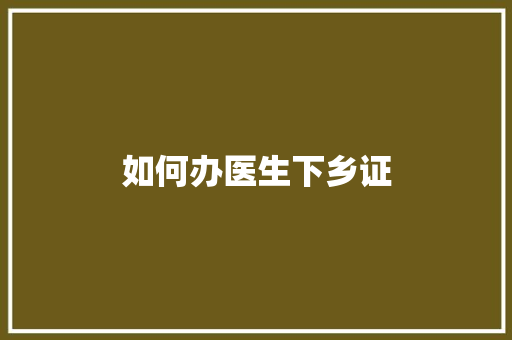 如何办医生下乡证