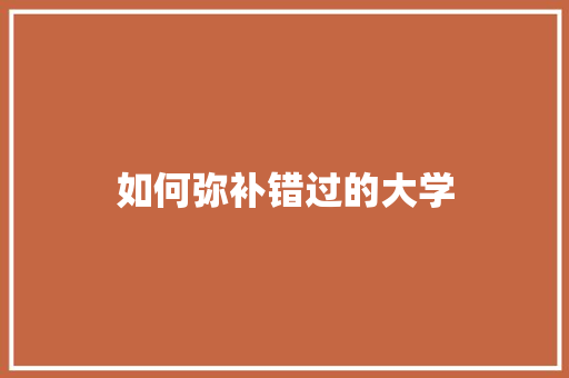如何弥补错过的大学