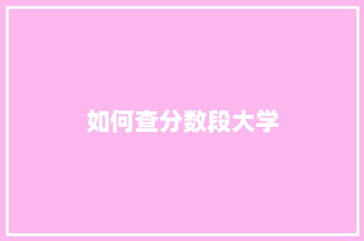 如何查分数段大学