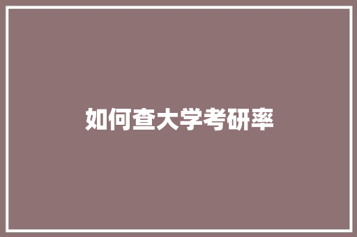 如何查大学考研率