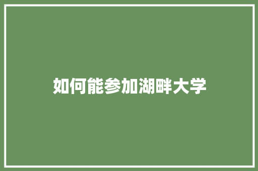 如何能参加湖畔大学