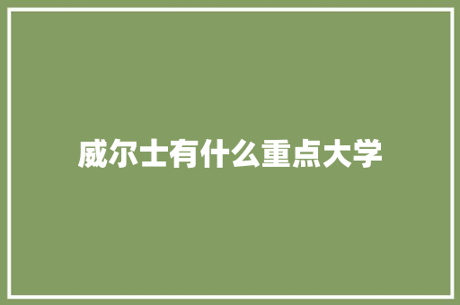 威尔士有什么重点大学