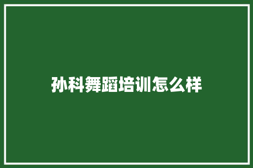 孙科舞蹈培训怎么样