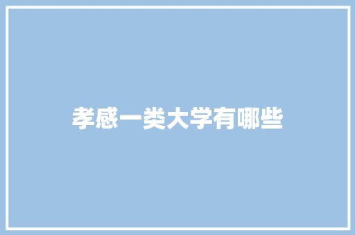 孝感一类大学有哪些