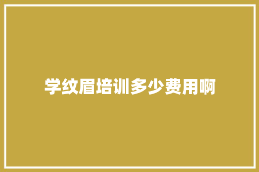 学纹眉培训多少费用啊