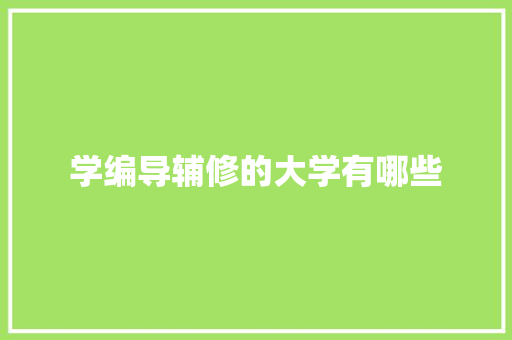 学编导辅修的大学有哪些