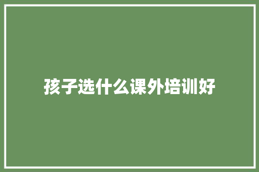 孩子选什么课外培训好