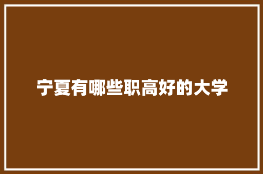 宁夏有哪些职高好的大学 简历范文