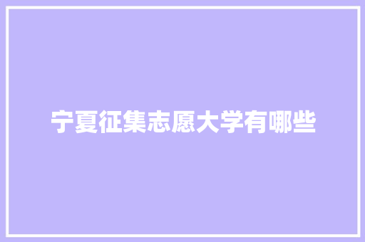 宁夏征集志愿大学有哪些