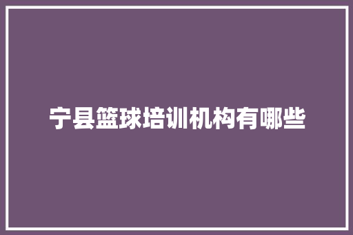 宁县篮球培训机构有哪些