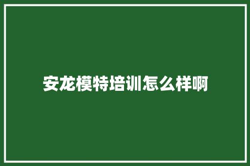 安龙模特培训怎么样啊