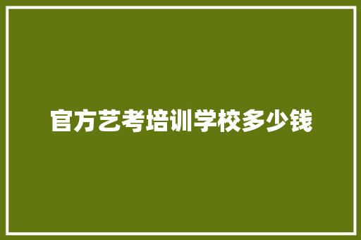 官方艺考培训学校多少钱
