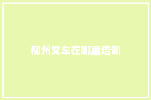 柳州叉车在哪里培训