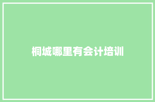 桐城哪里有会计培训