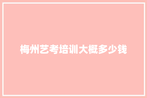 梅州艺考培训大概多少钱