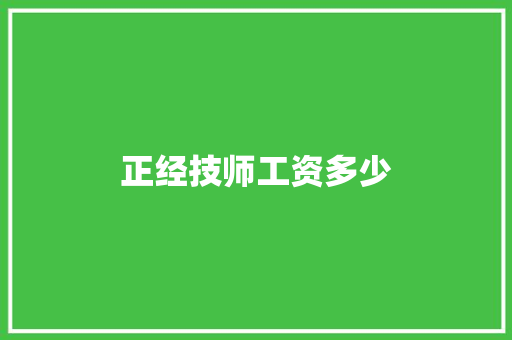 正经技师工资多少