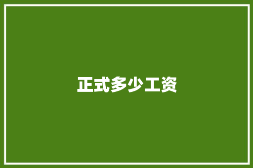 正式多少工资
