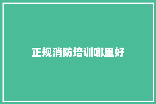 正规消防培训哪里好