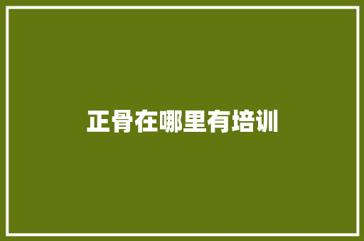正骨在哪里有培训