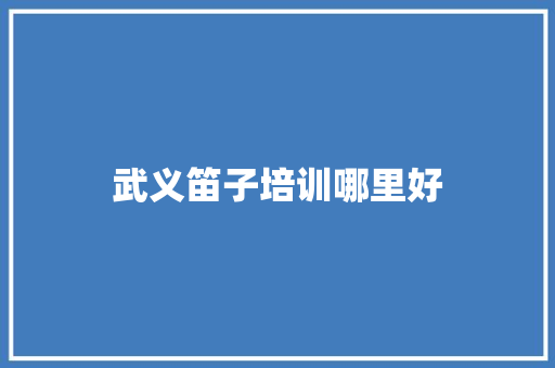 武义笛子培训哪里好