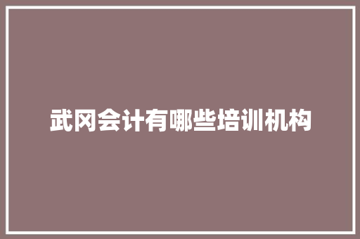 武冈会计有哪些培训机构