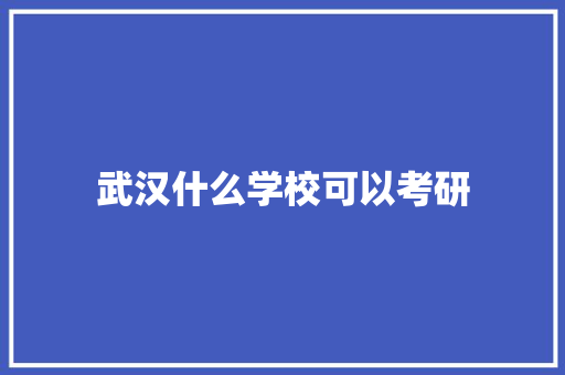 武汉什么学校可以考研