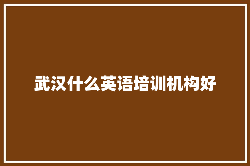 武汉什么英语培训机构好