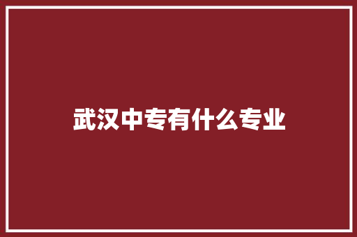 武汉中专有什么专业