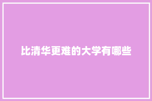 比清华更难的大学有哪些