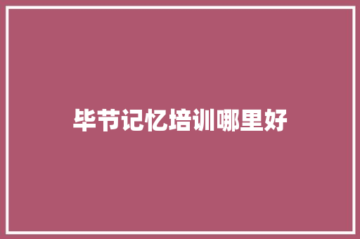 毕节记忆培训哪里好