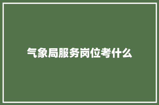 气象局服务岗位考什么