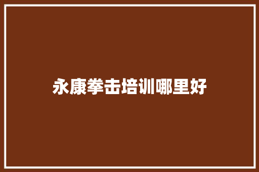 永康拳击培训哪里好