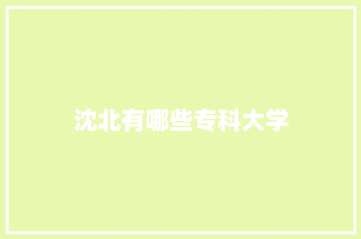 沈北有哪些专科大学