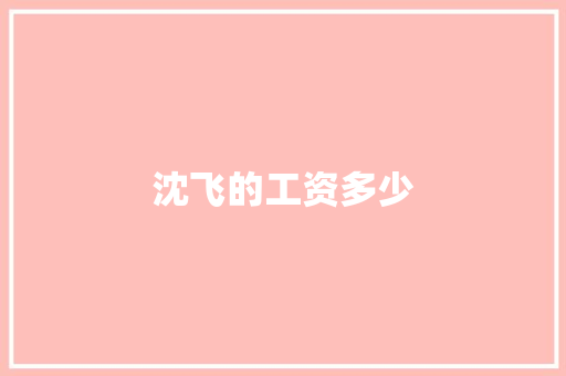 沈飞的工资多少