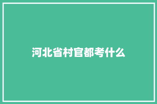 河北省村官都考什么 求职信范文