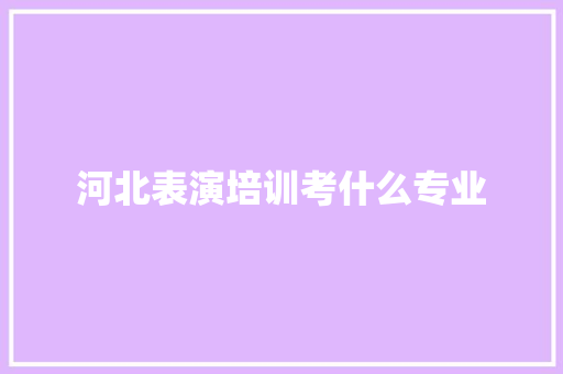河北表演培训考什么专业