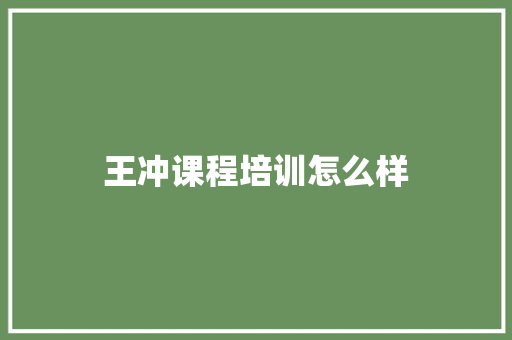 王冲课程培训怎么样