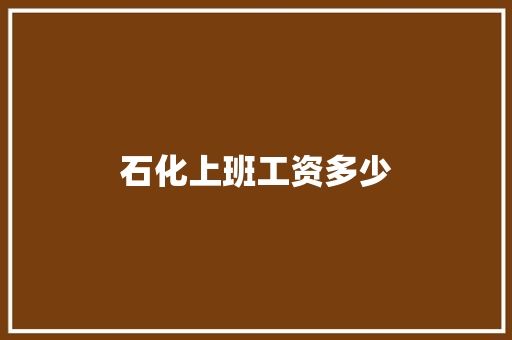 石化上班工资多少