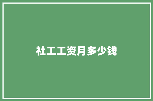 社工工资月多少钱