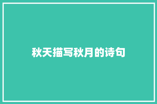 秋天描写秋月的诗句