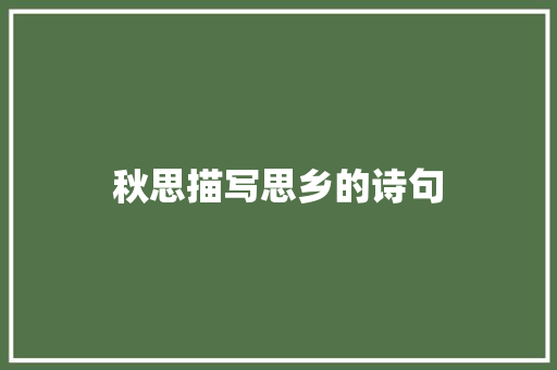 秋思描写思乡的诗句