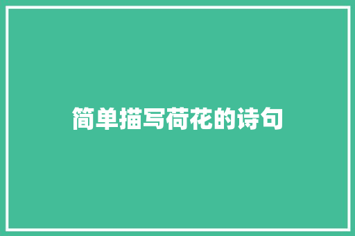 简单描写荷花的诗句