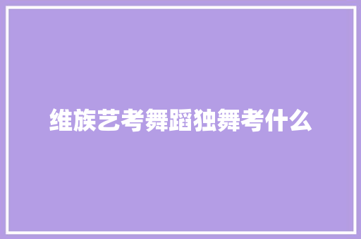 维族艺考舞蹈独舞考什么