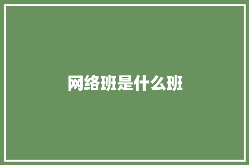 网络班是什么班 散文范文