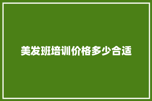 美发班培训价格多少合适 演讲稿范文