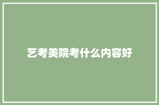 艺考美院考什么内容好