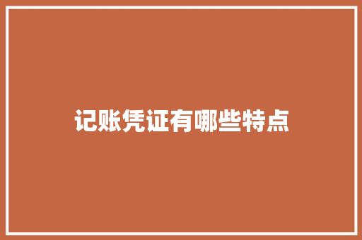 记账凭证有哪些特点