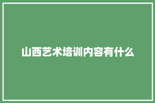 山西艺术培训内容有什么