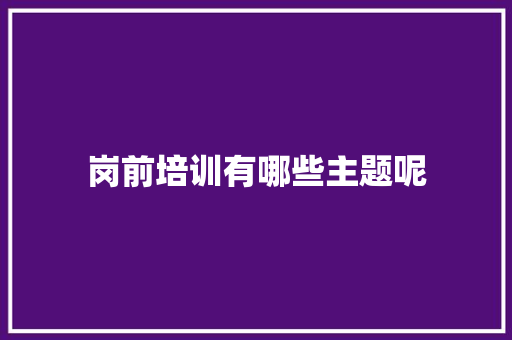 岗前培训有哪些主题呢
