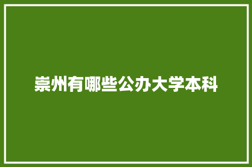 崇州有哪些公办大学本科